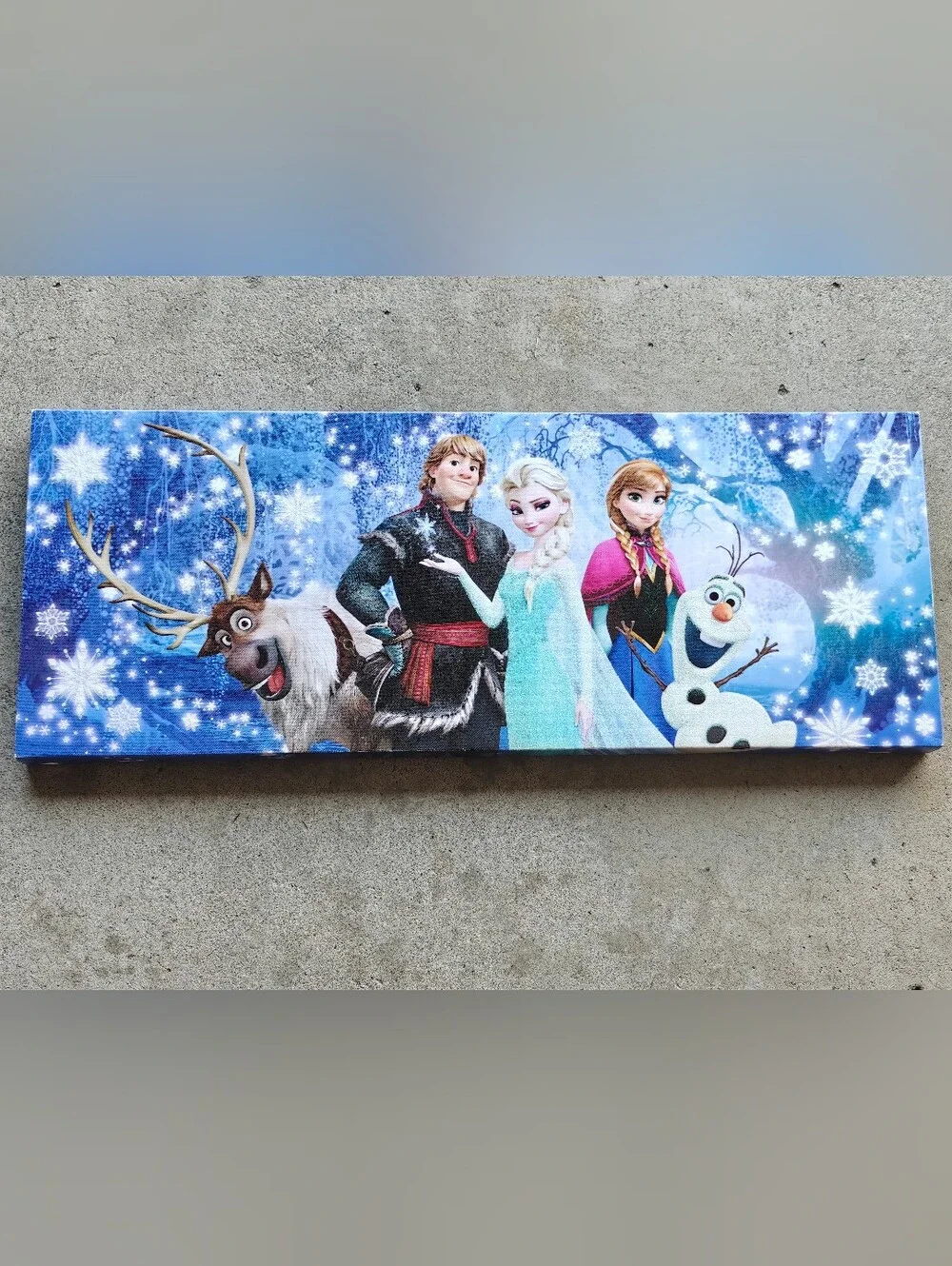 Disney's Frozen Anna, Elsa, Sven, Olaf And Kristoff 26 x 10 Matted  Print